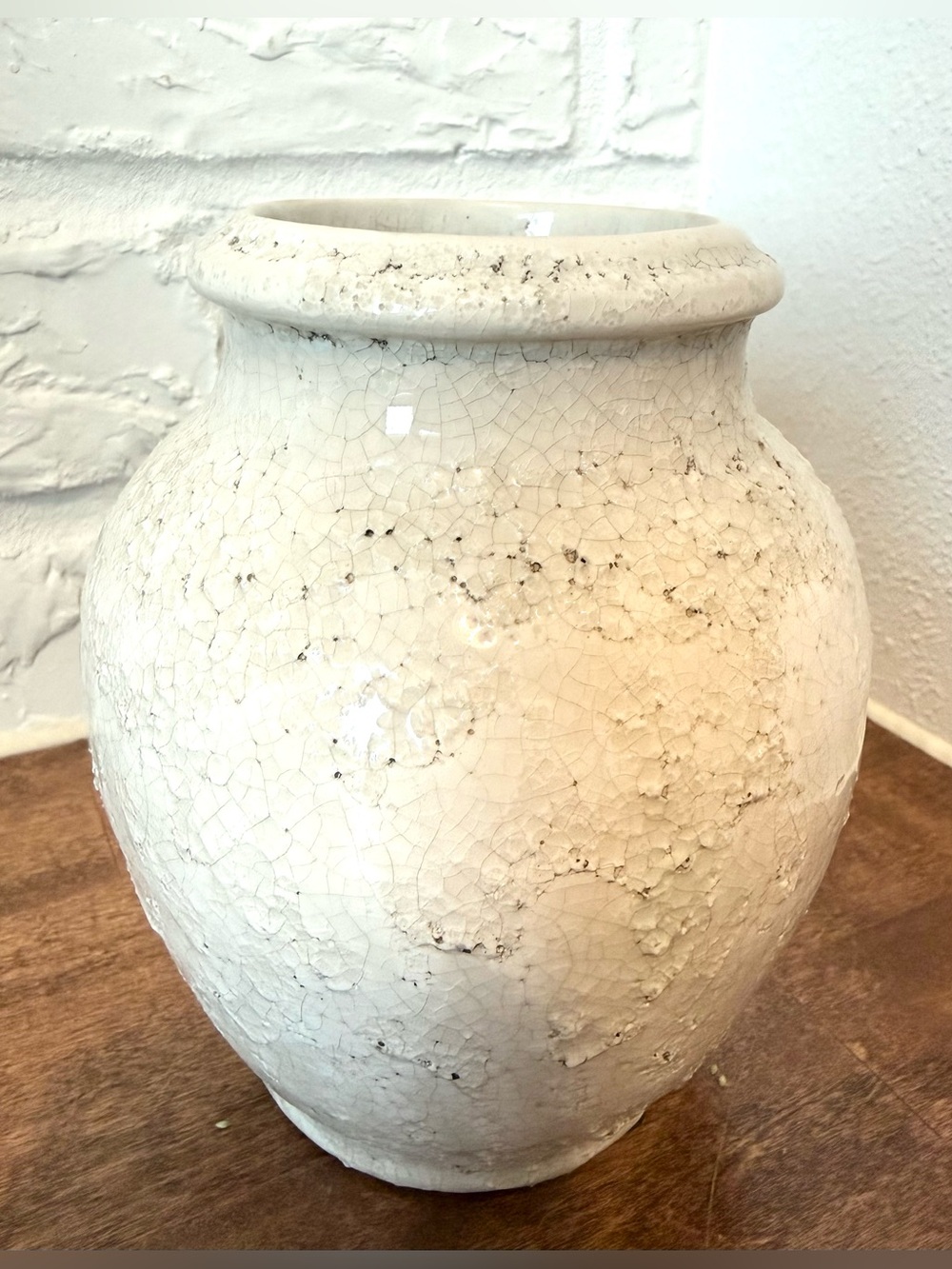 Magnolia Marie Distressed Crackle Vase Short Cream Farmhouse Decor